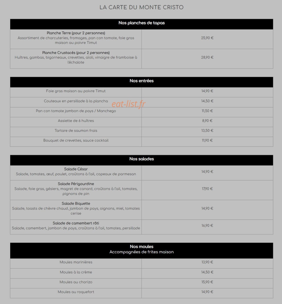 Le Monte Cristo — carte page 1