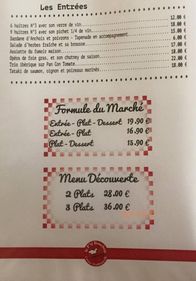 Le P'ti Bouchon — carte page 1
