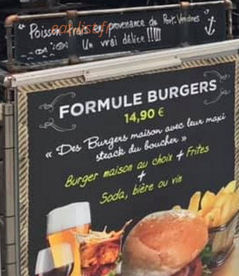 Carte et menu de Le P'tit Bateau à Argeles sur Mer — La formule burger