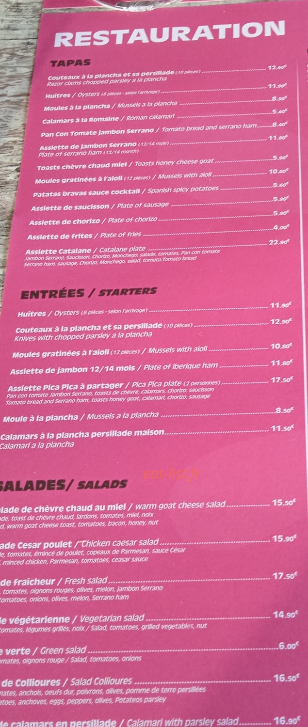 Le Sunrise — carte page 1