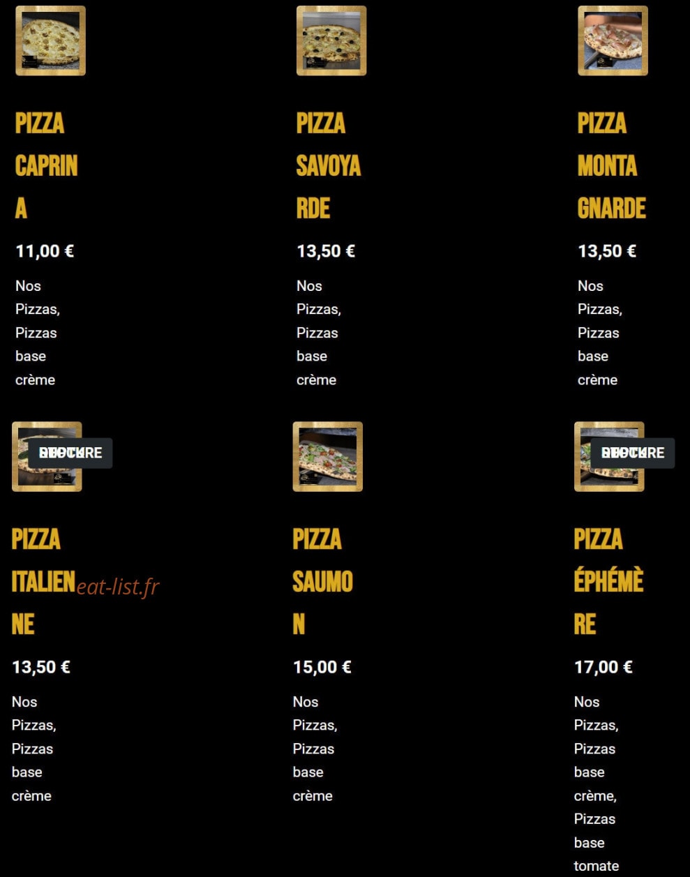 Pizza World — carte page 1