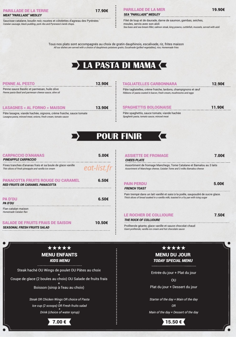 Restaurant Les Criques De Porteils — carte page 3