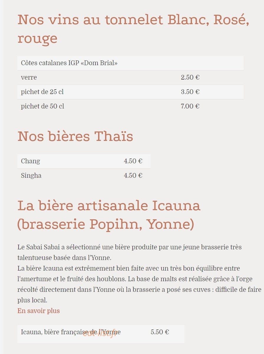 Sabai Sabai — carte page 9