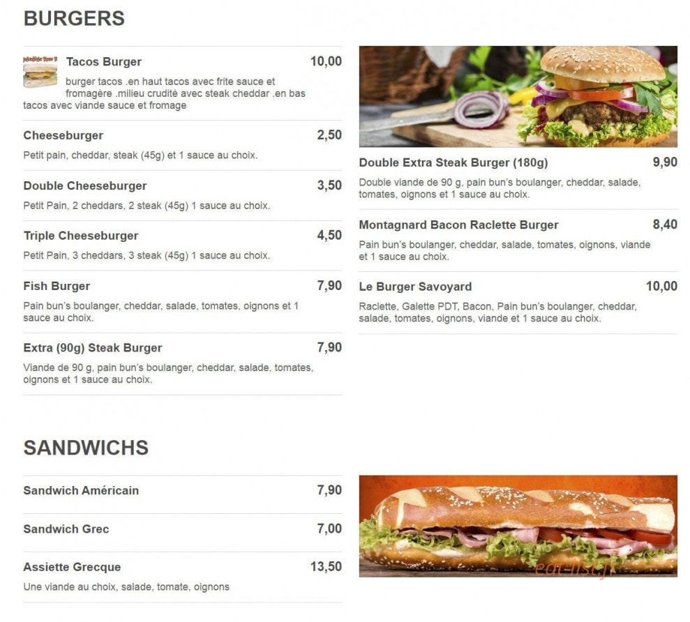 Tacos Town — carte page 2
