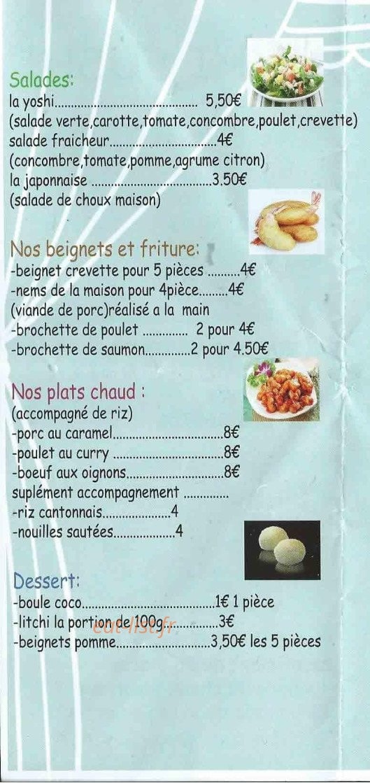 Yoshi sushi — carte page 2