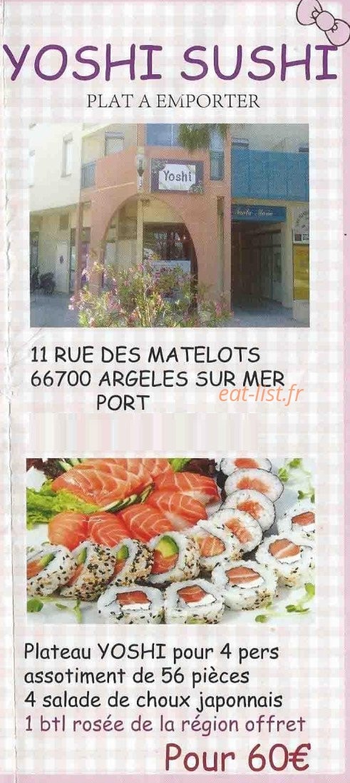 Yoshi sushi — carte page 1