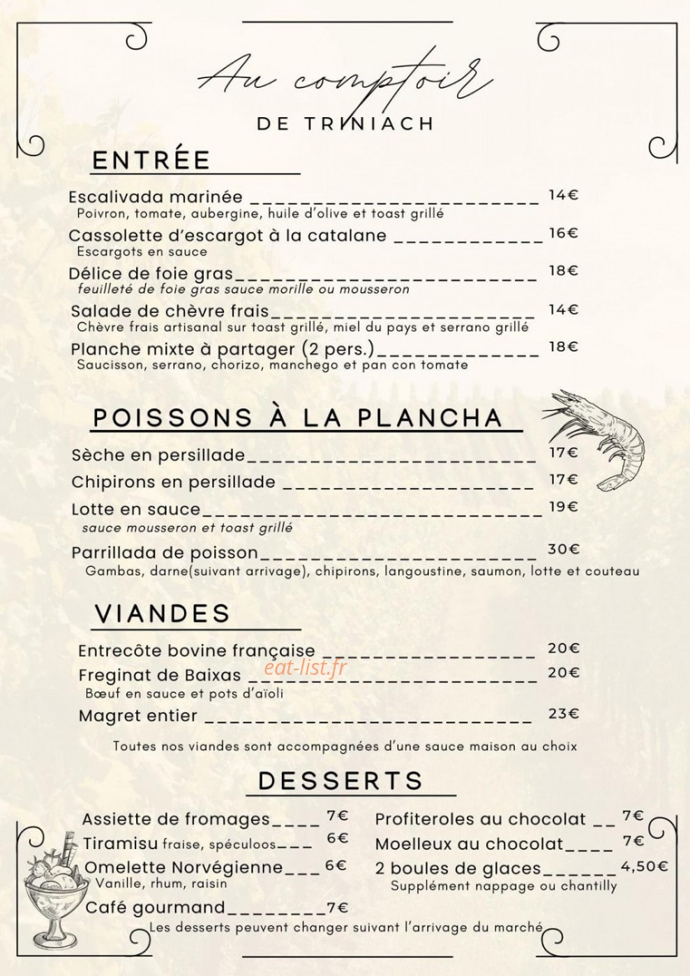 Au comptoir de Triniach — carte page 2