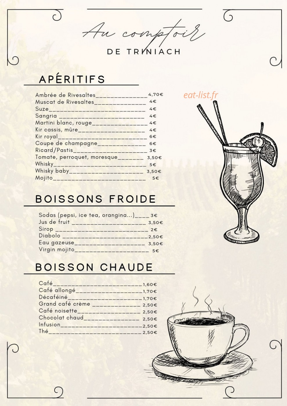 Au comptoir de Triniach — carte page 3