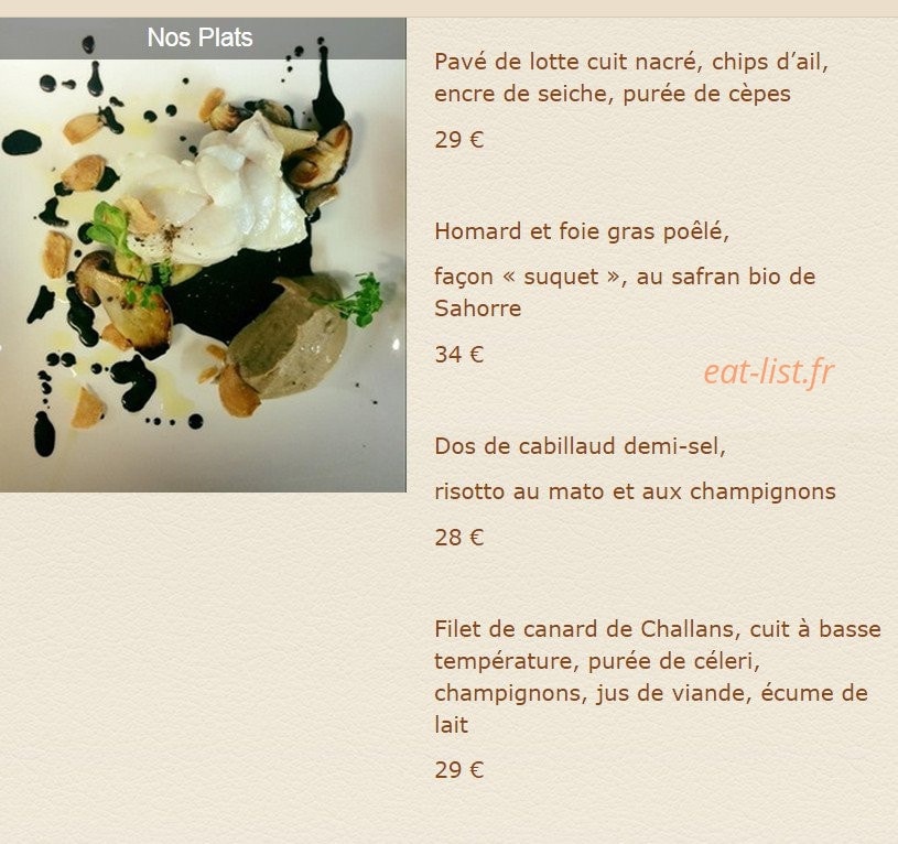 L'Auberge du Cellier — carte page 2