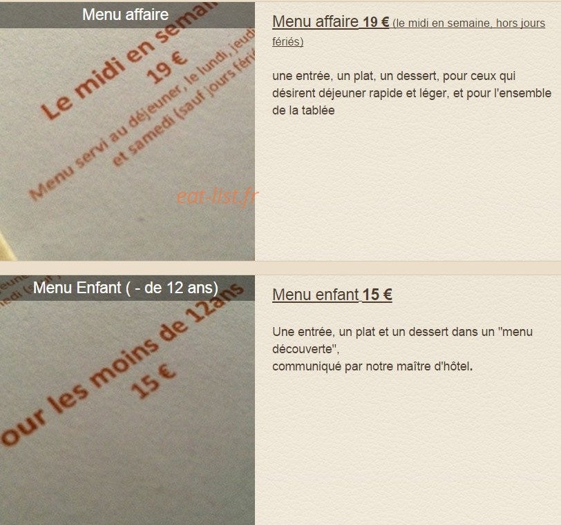 L'Auberge du Cellier — carte page 7