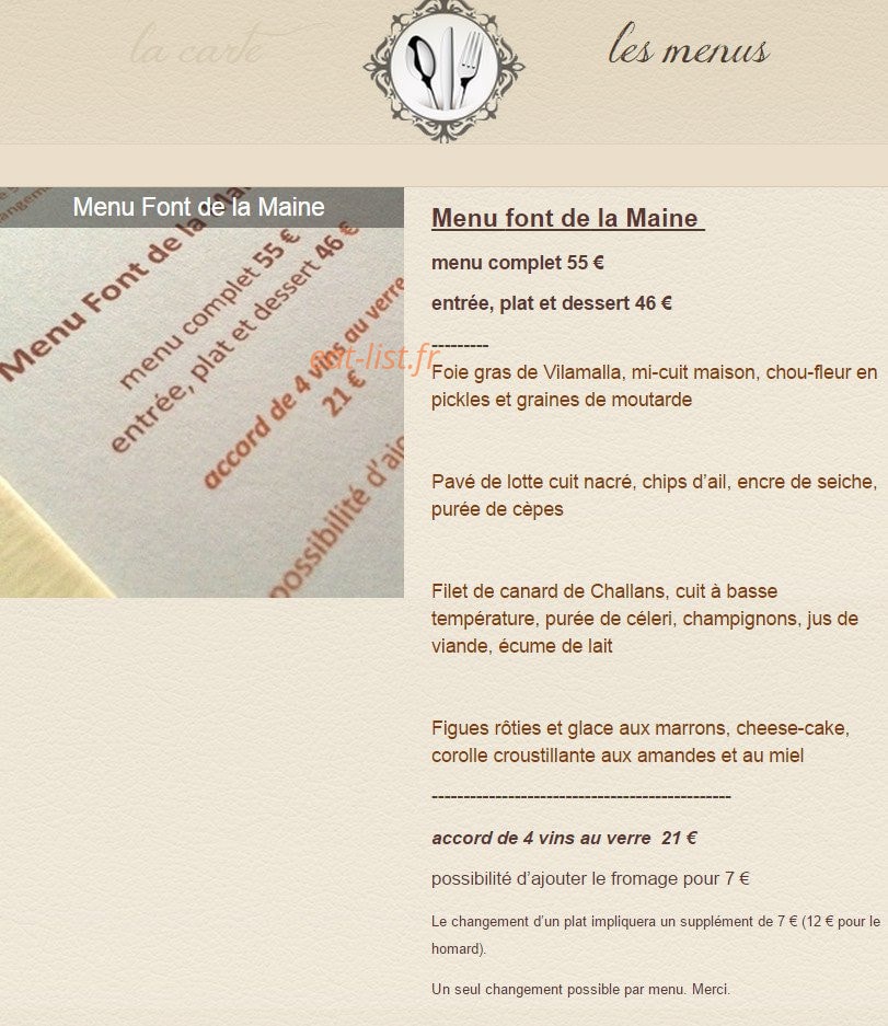 L'Auberge du Cellier — carte page 4