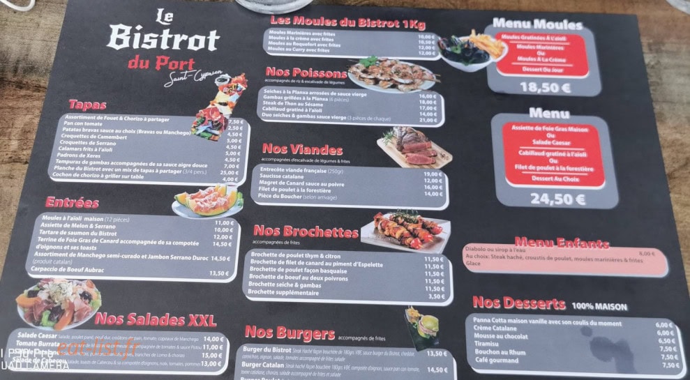 Bistrot du port — carte page 1