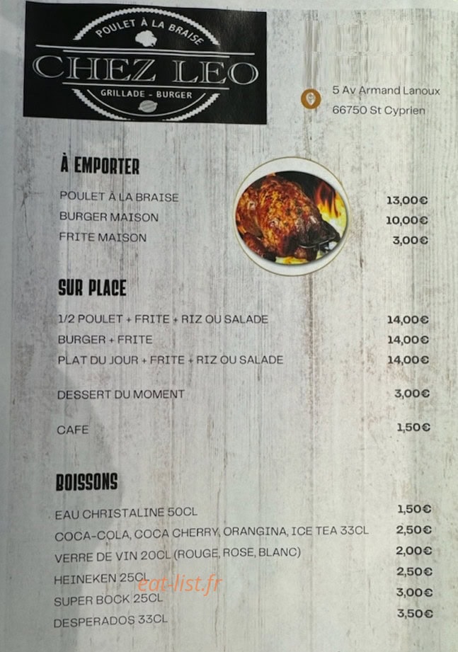 Chez Leo — carte page 1