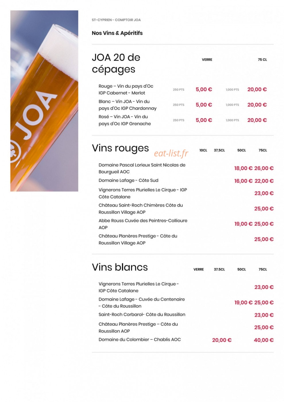 Comptoir JOA — carte page 4