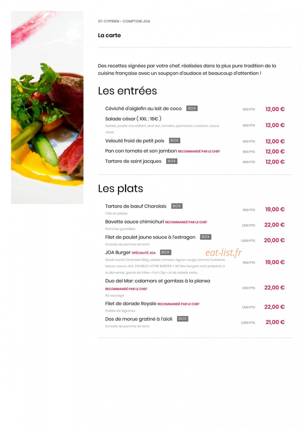 Comptoir JOA — carte page 2