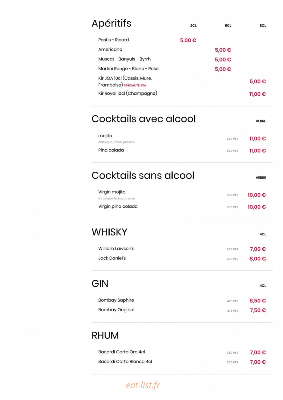 Comptoir JOA — carte page 6