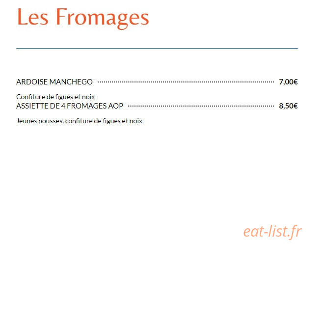 Carte et menu de La Tonnelle à Saint Cyprien — Les fromages