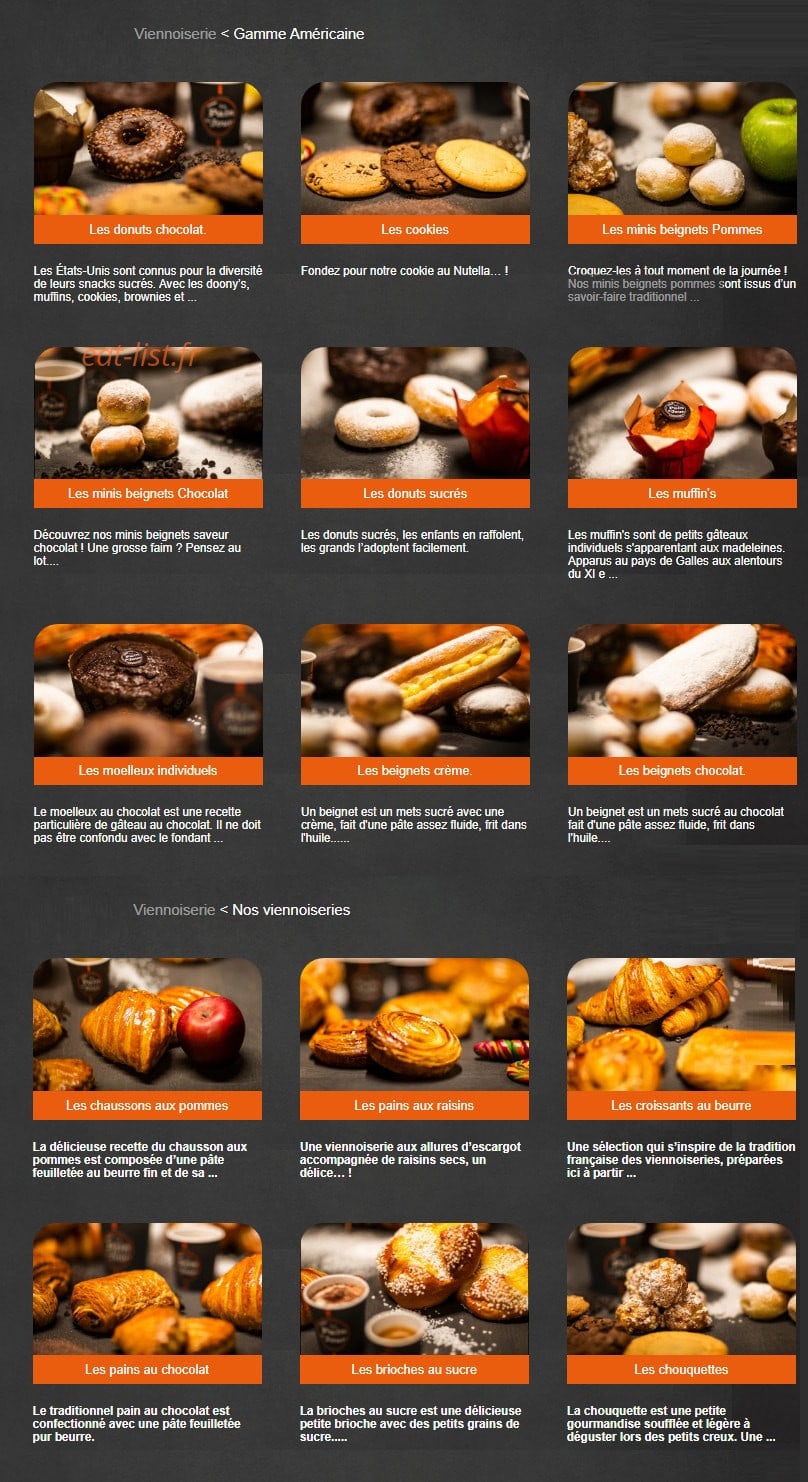 Carte et menu de Le Pain du Jour à Saint Cyprien — Les viennoiseries