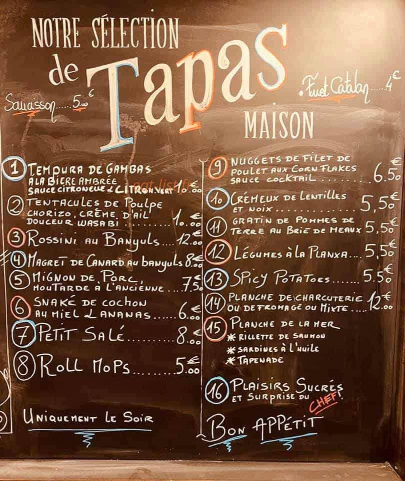 Le pub à la française — carte page 1
