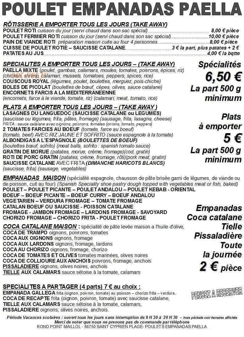 Paella Empanadas — carte page 1