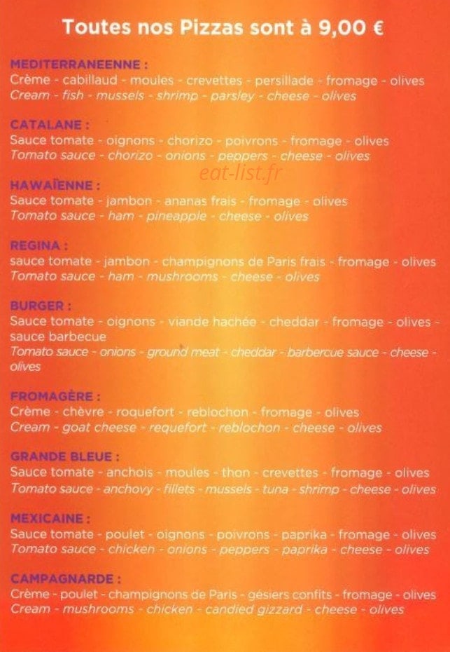 Carte et menu de Planete Pizza & Foods à Saint Cyprien — Les pizzas