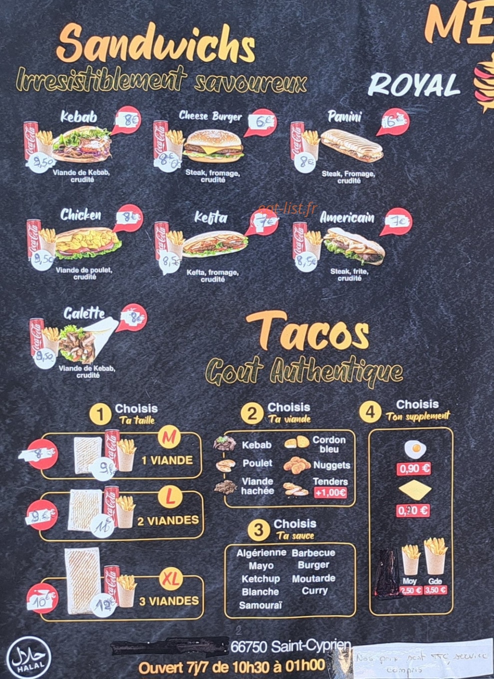 Royal Kebab — carte page 1