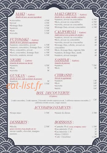 Sushi Bar — carte page 2
