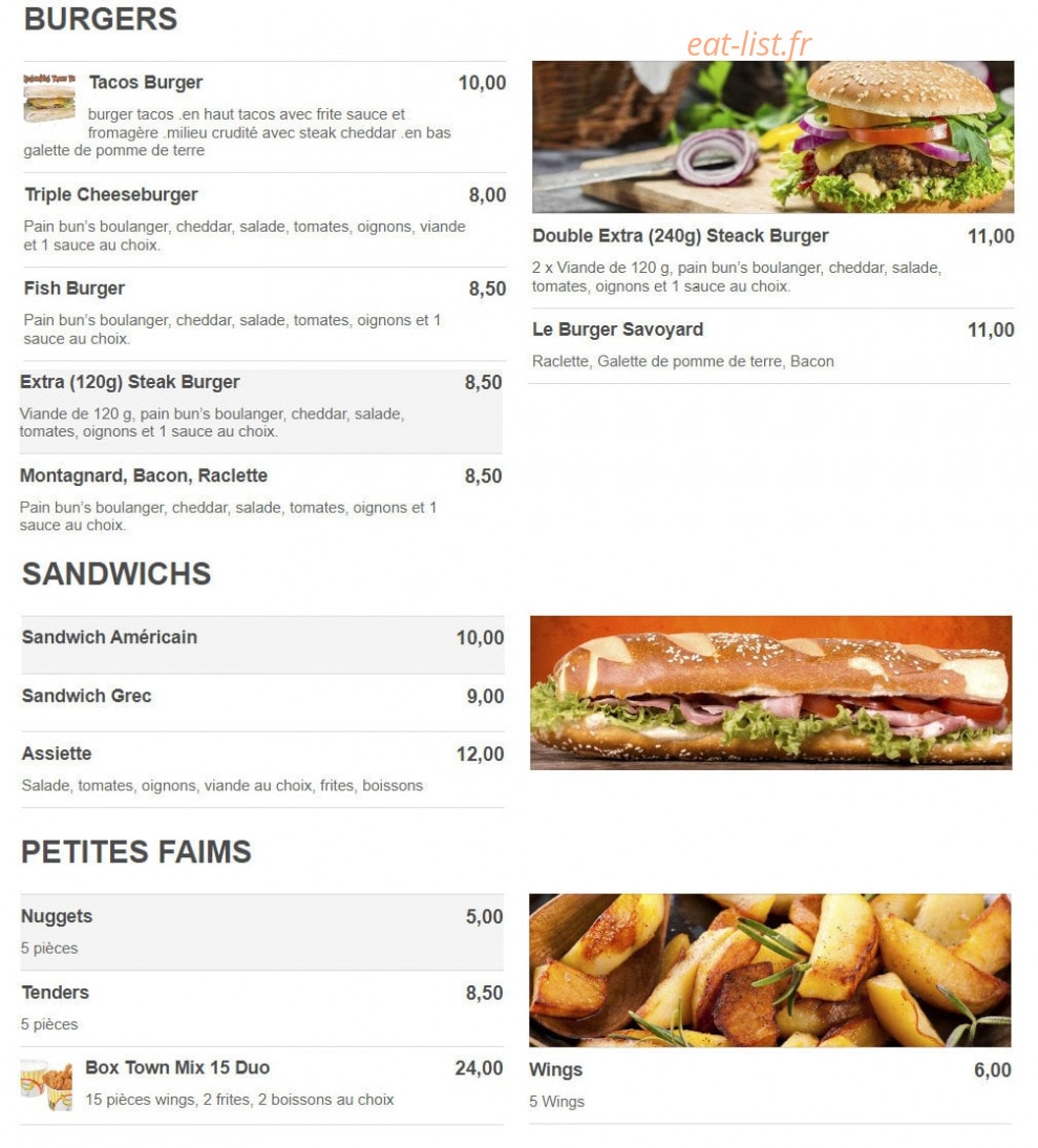 Tacos Town — carte page 2