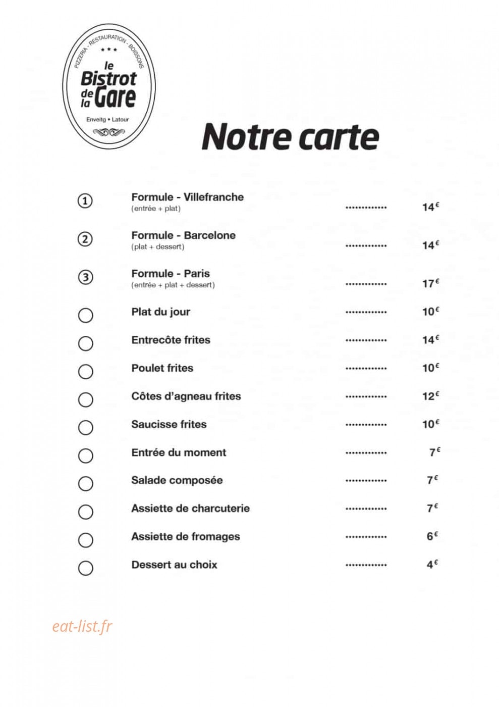 Le Bistrot de la Gare — carte page 2