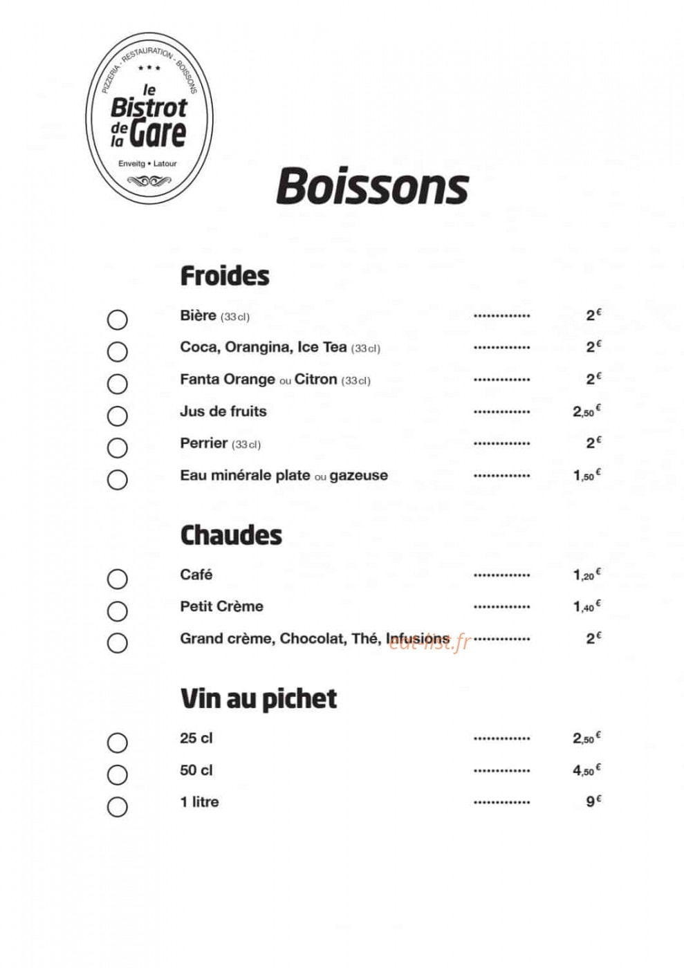 Le Bistrot de la Gare — carte page 4