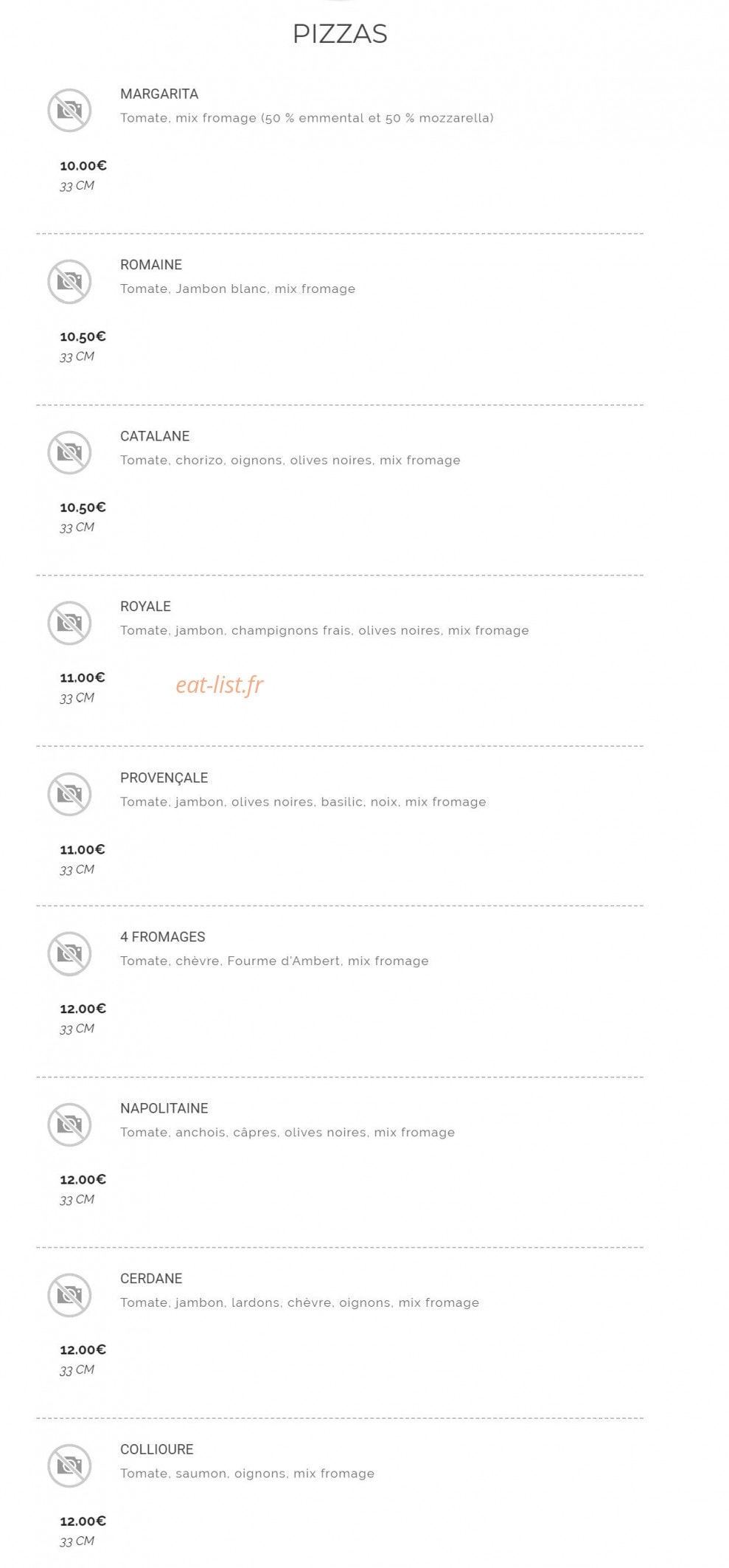 Le Moulin à Pizza — carte page 1