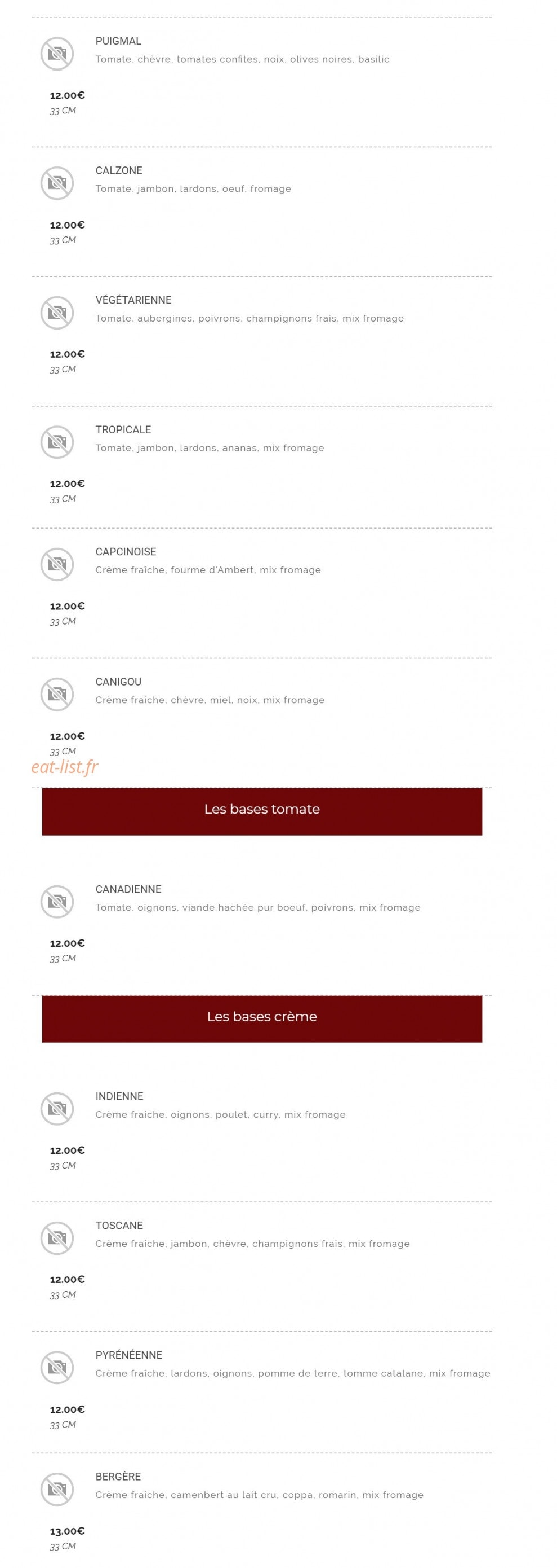 Le Moulin à Pizza — carte page 2