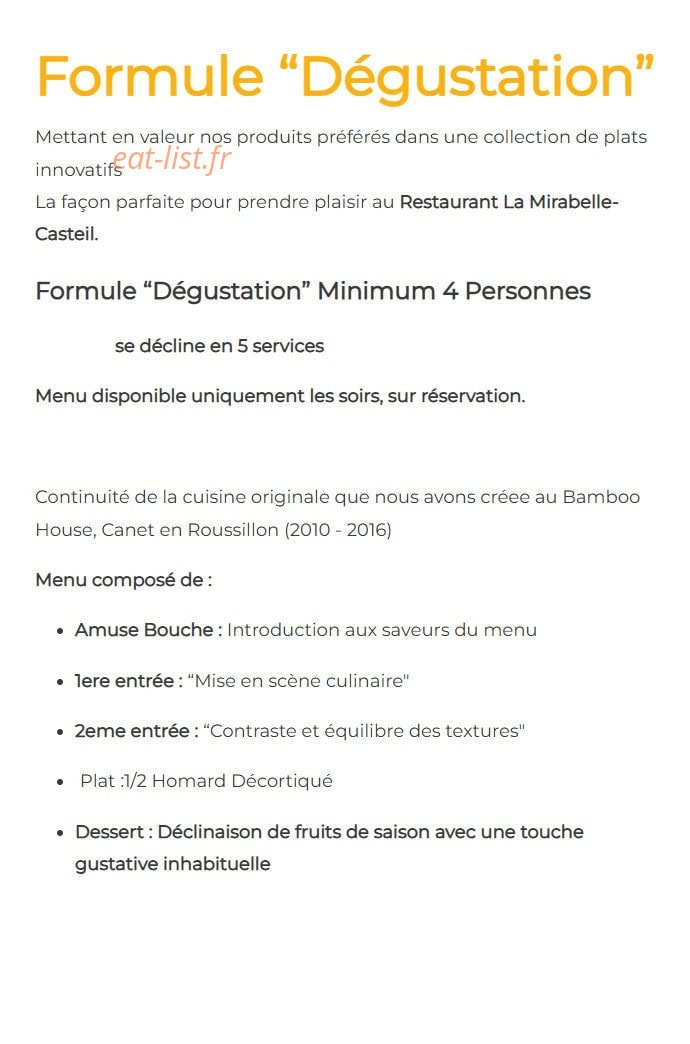 La Mirabelle — carte page 2