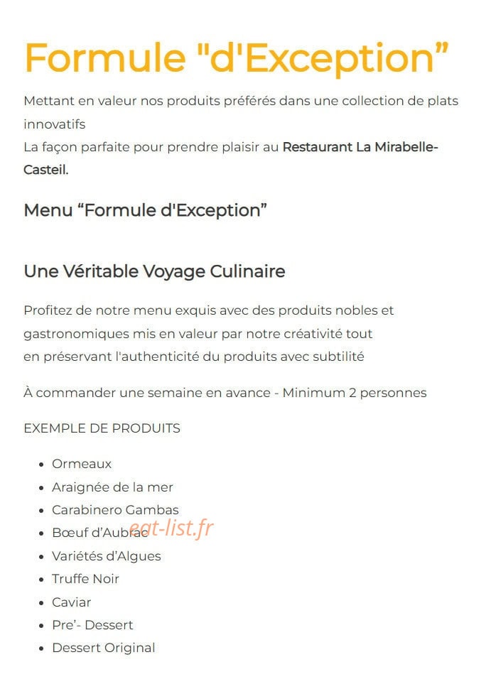 La Mirabelle — carte page 3