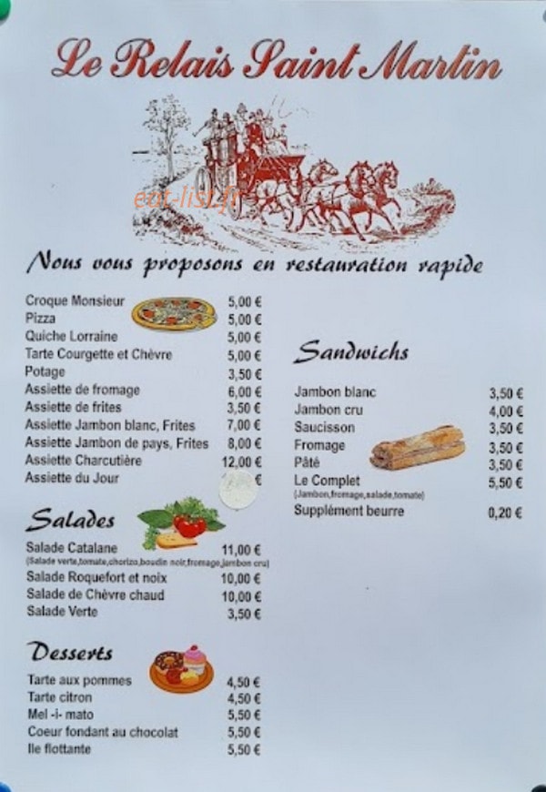 Le Relais Saint Martin — carte page 1