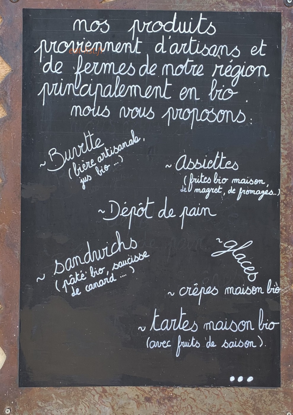 Les Saveurs du Cady — carte page 1