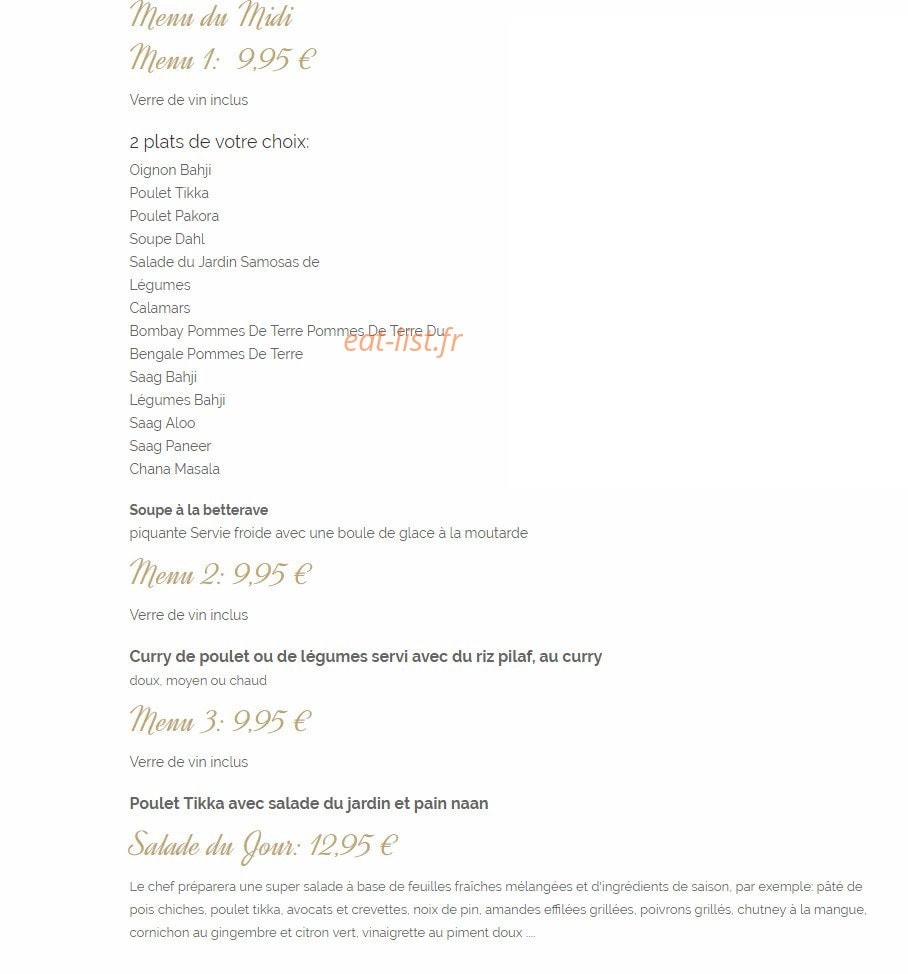 Le Jardin du Jasmin — carte page 1