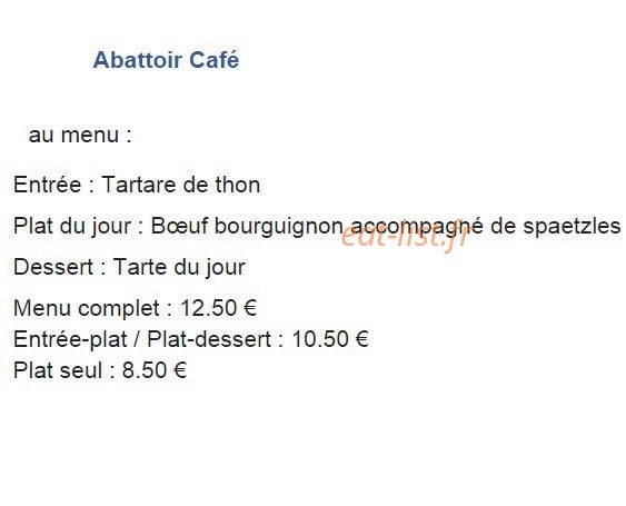 Abattoir Café — carte page 1
