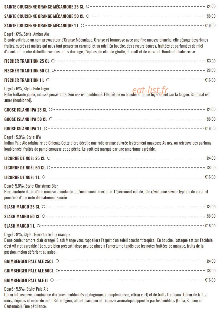 Académie de la Bière — carte page 17