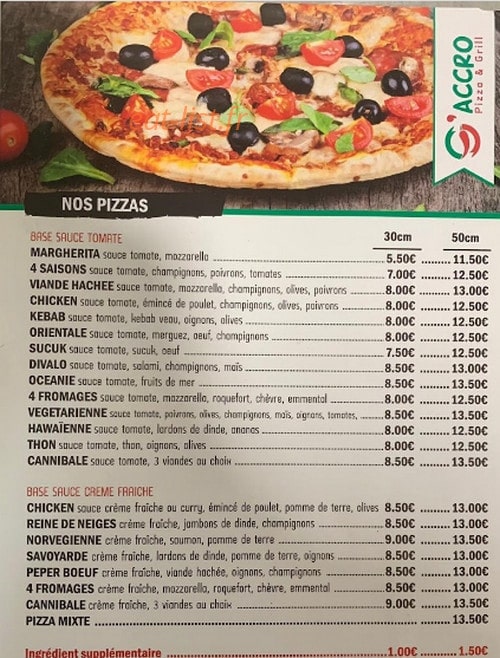 Accro pizza’s-grill — carte page 2