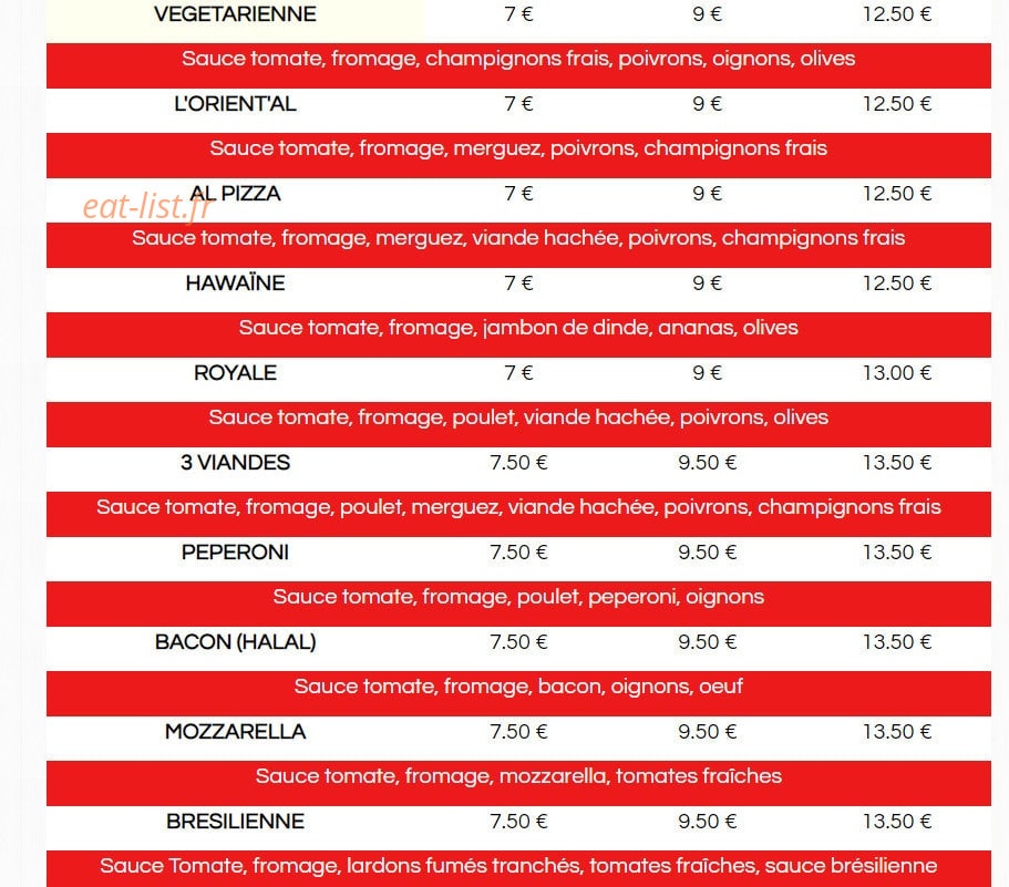 Al-pizza — carte page 2
