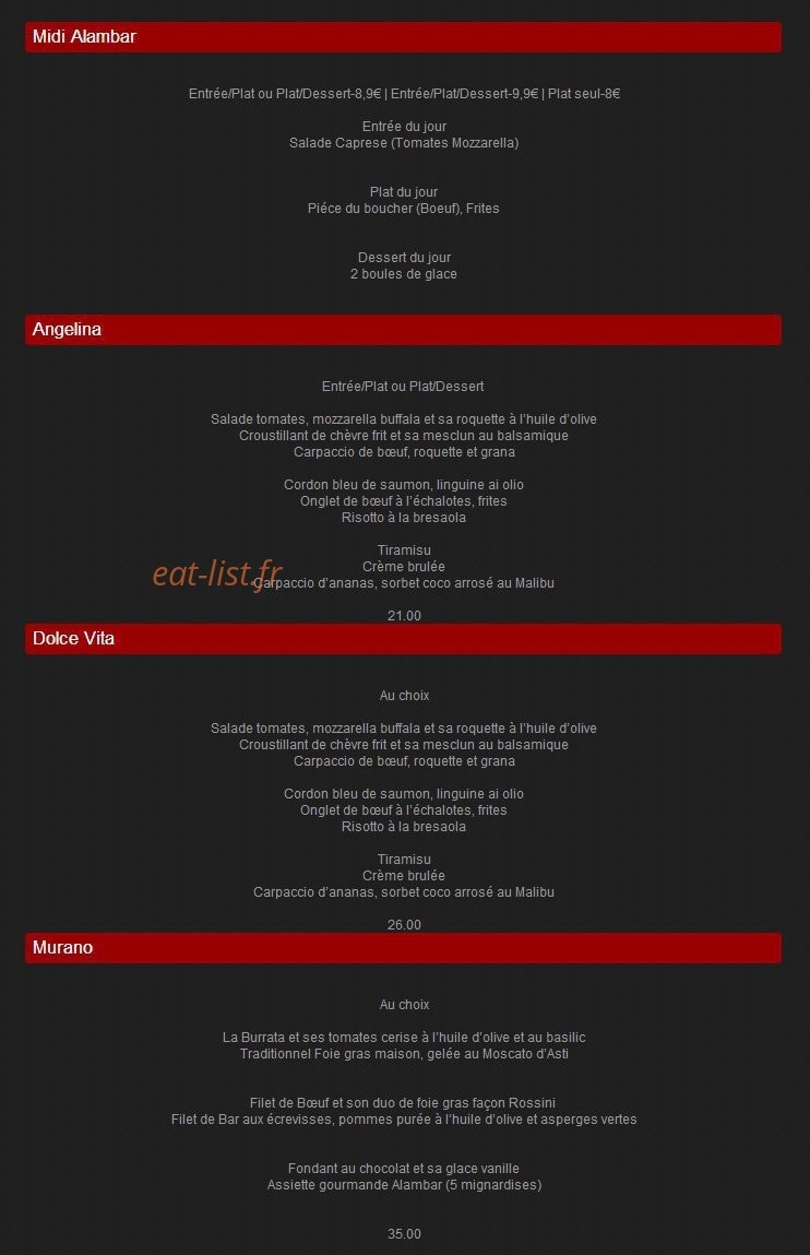 Alambar Restaurant — carte page 14