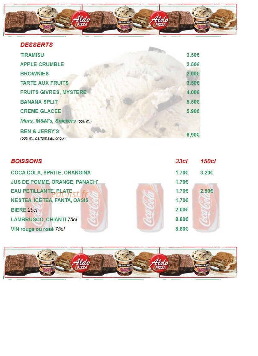 Aldo Pizza — carte page 3