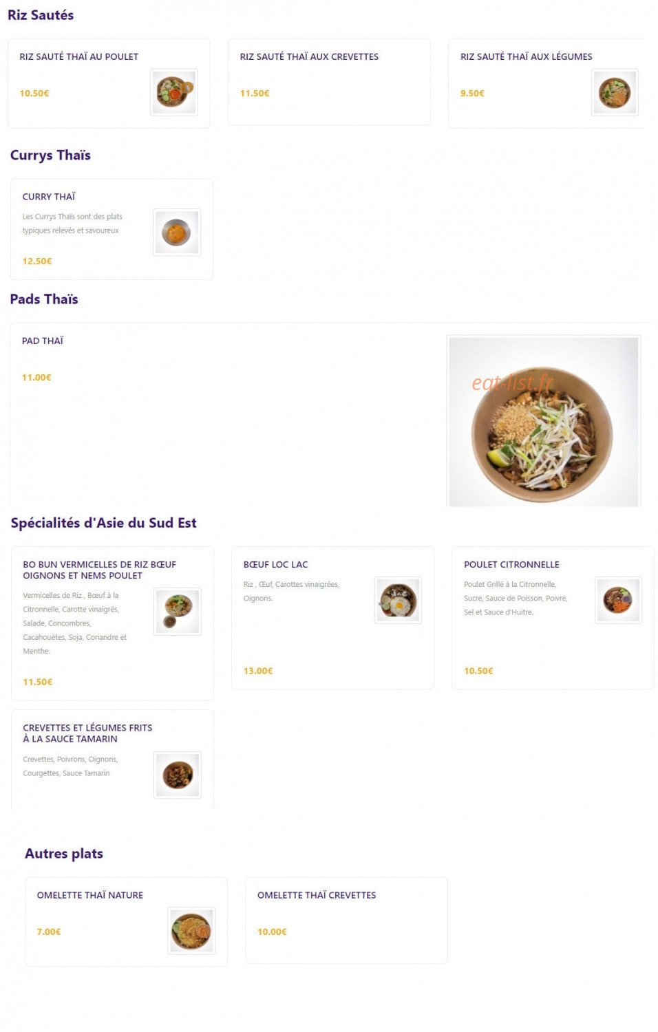 Allo pad thaï — carte page 2