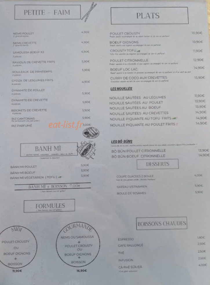 Asie Gourmand — carte page 1