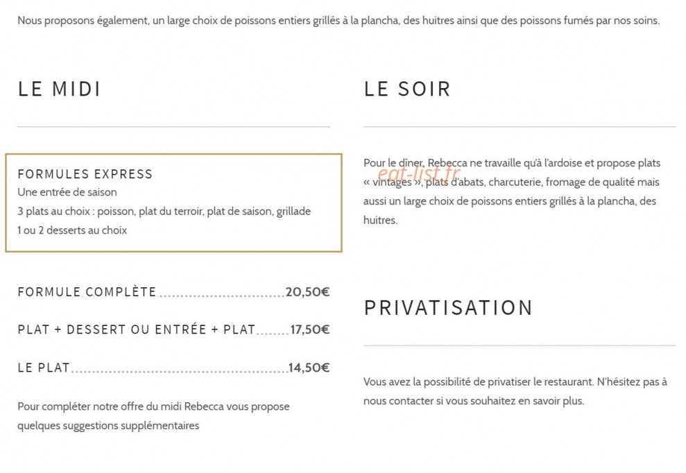 Au Bistrot du Quai — carte page 1