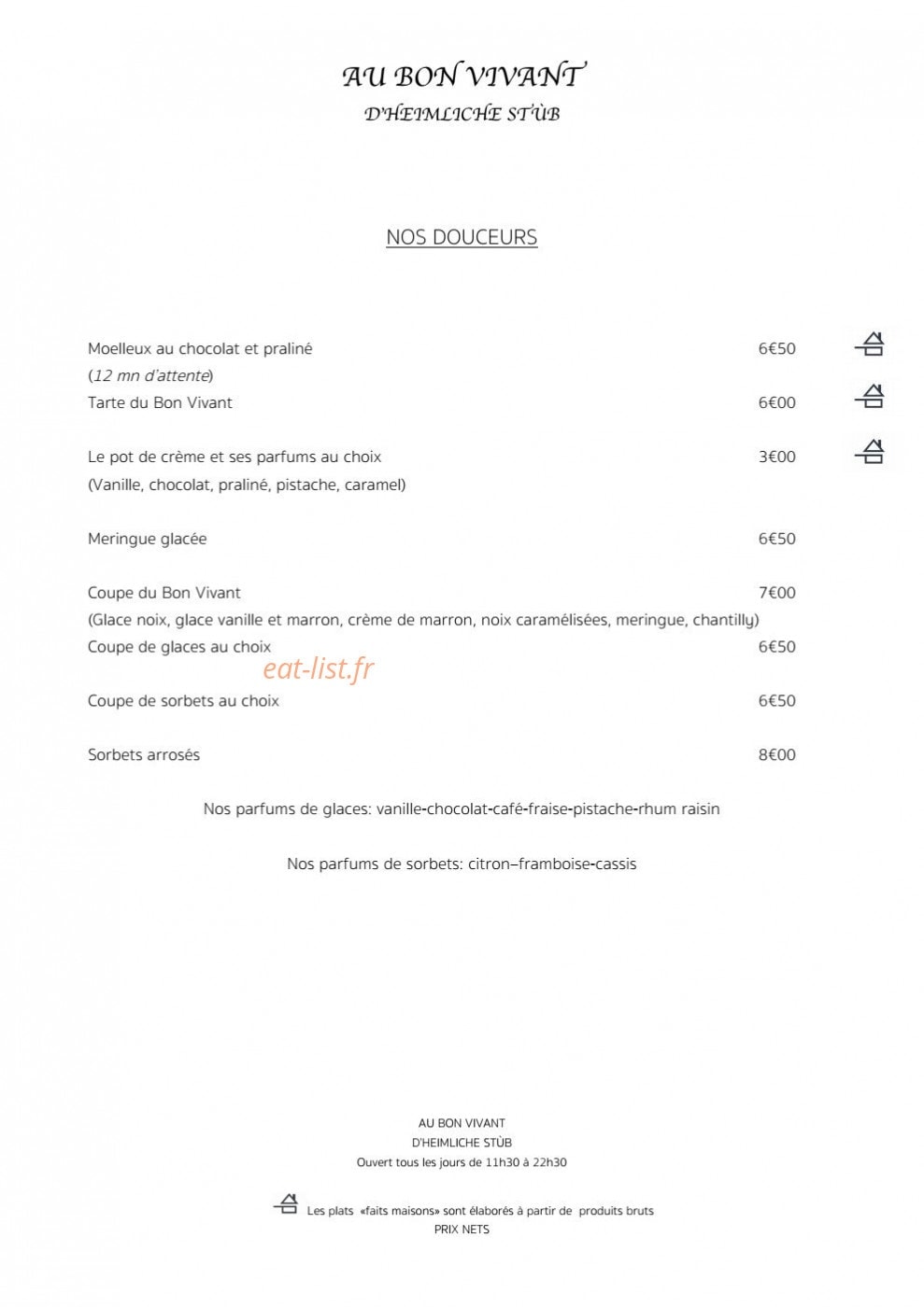 Au Bon Vivant — carte page 3