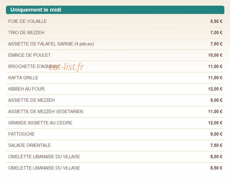 Au Cedre — carte page 3