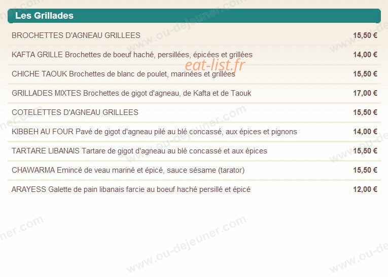 Au Cedre — carte page 7