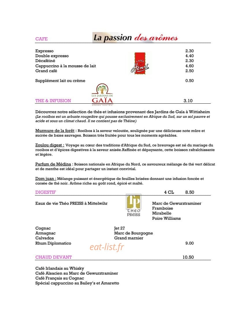 Au Coq Blanc — carte page 4